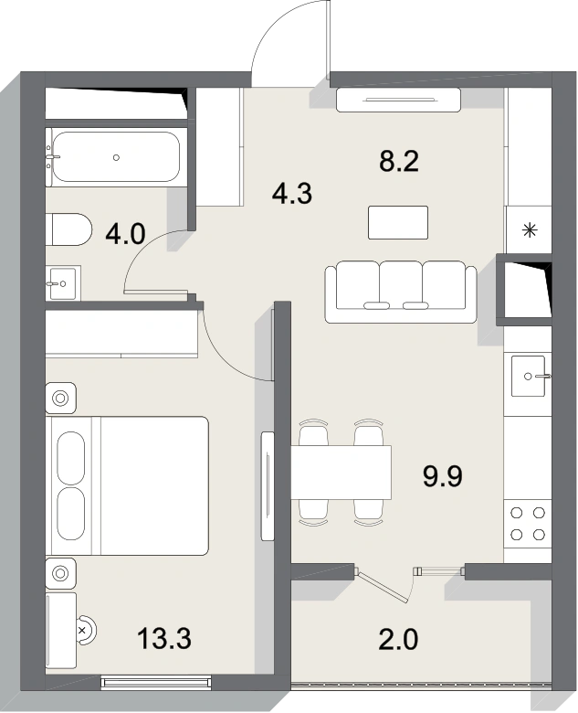 Планировка 41,7 м²