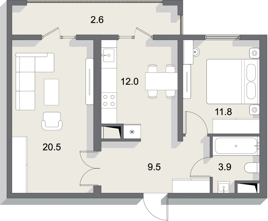 Планировка 60,3 м²