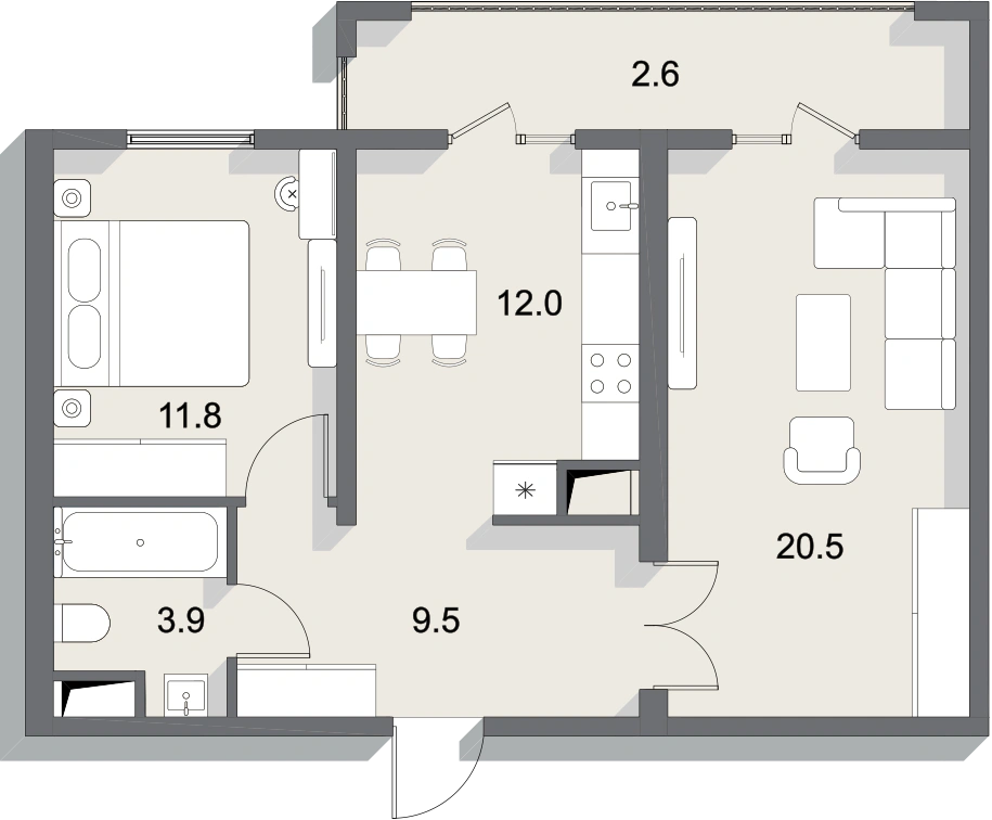 Планировка 60,3 м²