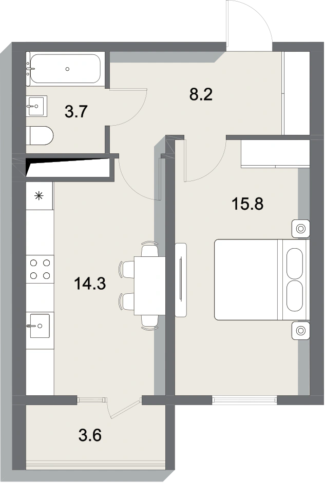 Планировка 45,6 м²