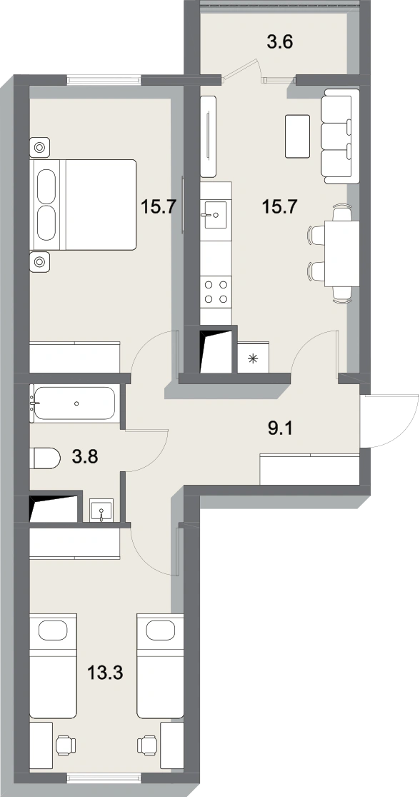 Планировка 61,2 м²