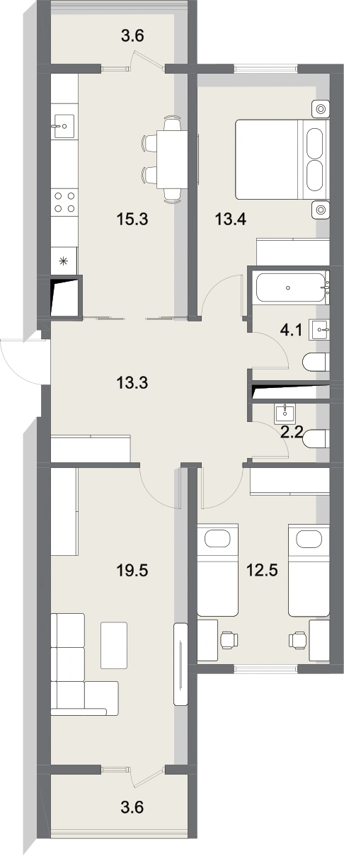Планировка 87,5 м²