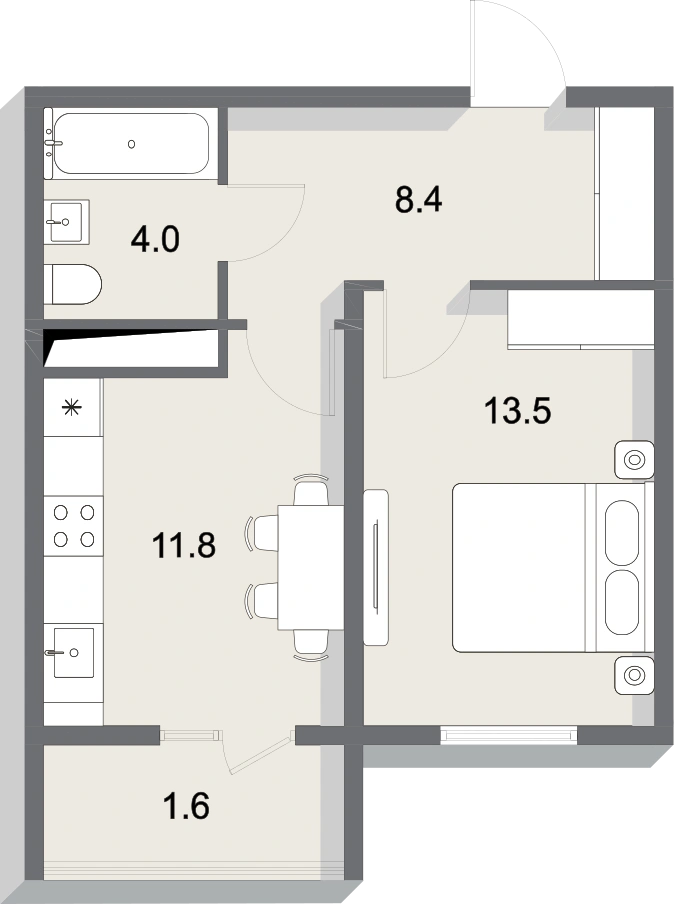 Планировка 39,3 м²