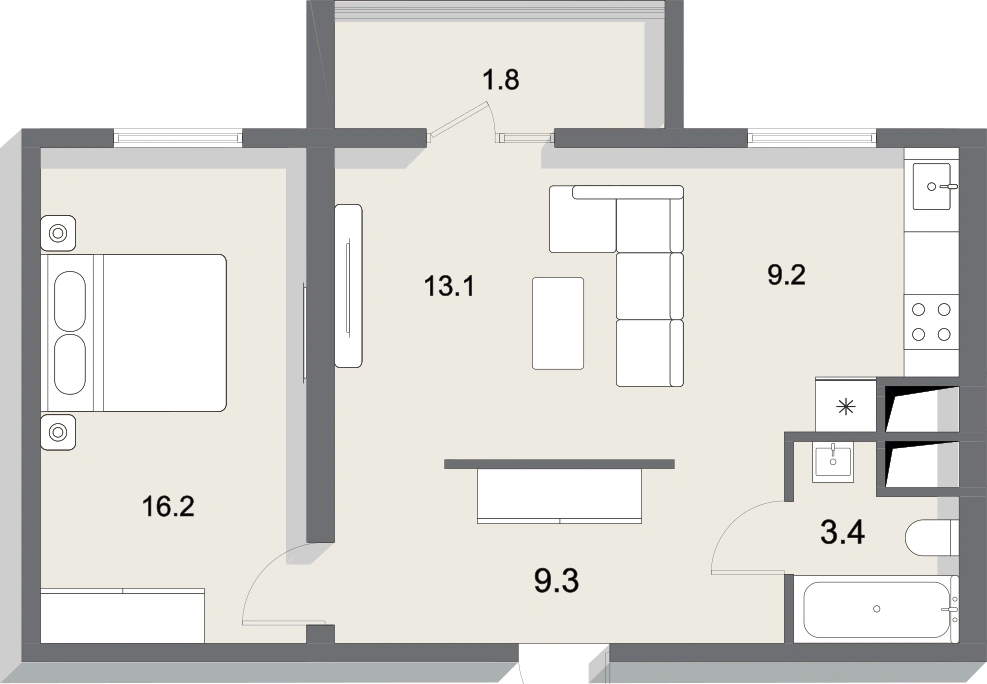 Планировка 53,0 м²